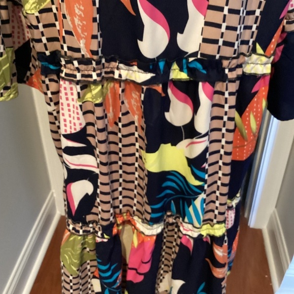 Swing A- Line V Neck  knee Length Dress (;Size: X- Large) ( Color: Multi) - Picture 8 of 9